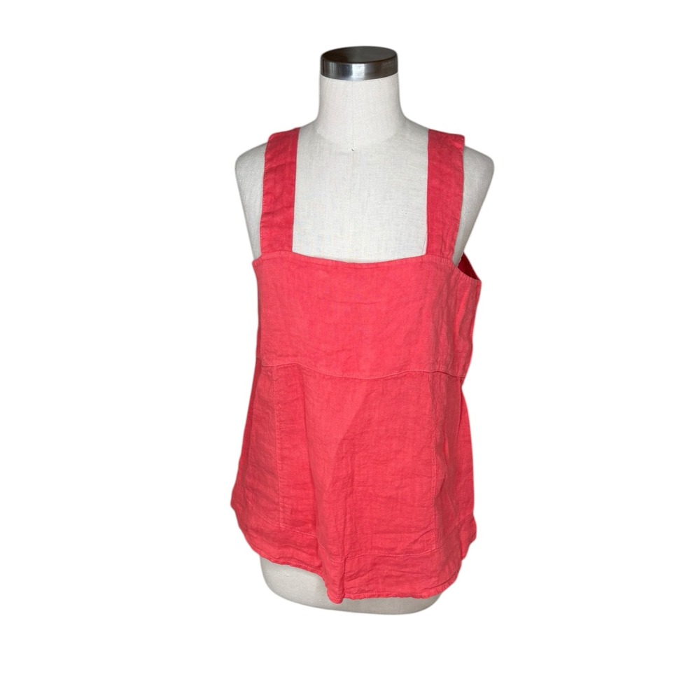 FRANCESCA BETTINI Tank Top Coral Pink 100% Linen Made in Italy Women's Medium‎